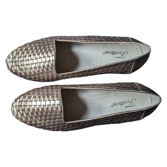 9.5W - Trotters | Liz Gold Weaved Leather Flats Shoes - Picture 3 of 5
